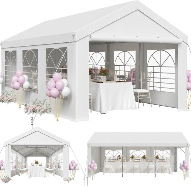 JUMMICO Pavillon Partyzelt 3x6 Wasserdicht Stabil Gartenzelt UV Schutz 50+ Zelt 170g PE Plane Festzelt Bierzelt Gartenpavillon für Garten, Party, Festival, Hochzeit, weiß 3*6
