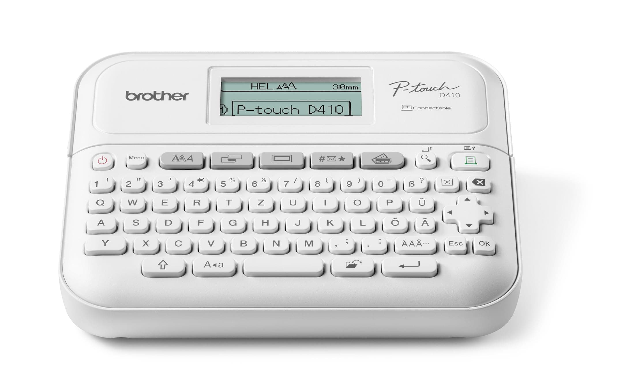 Brother PT-D410 Beschriftungsgerät für das Homeoffice und Büro (für 3, 5 bis 18 mm breite TZE-Schriftbänder, bis zu 20 mm/Sek. Druckgeschwindigkeit) weiß Weiß Single