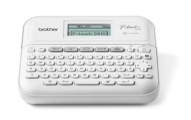 Brother PT-D410 Beschriftungsgerät für das Homeoffice und Büro (für 3, 5 bis 18 mm breite TZE-Schriftbänder, bis zu 20 mm/Sek. Druckgeschwindigkeit) weiß Weiß Single