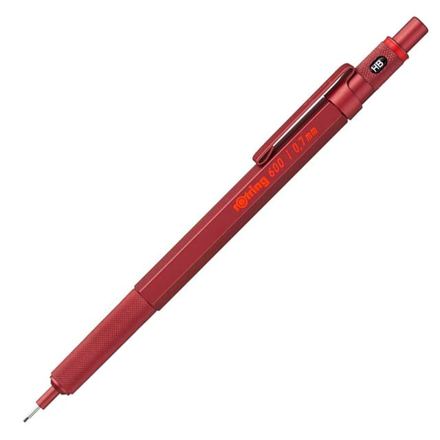rOtring 600 Druckbleistift | 0,7 mm | Rot | Ergonomisches Vollmetallgehäuse rot 0.7 mm