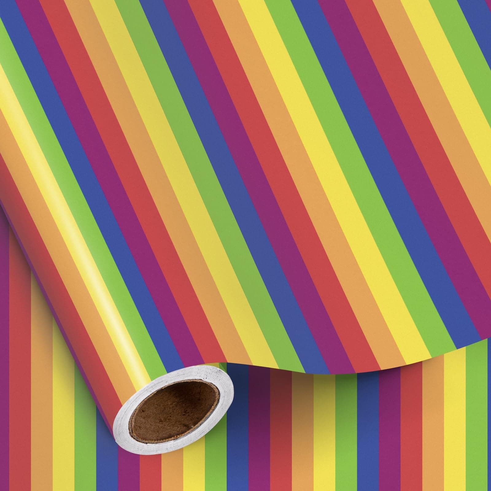 RUSPEPA Regenbogen-Streifen-Geschenkpapierrolle, Mini-Rolle, buntes horizontales Streifen-Design, lebendiges Geschenkpapier für Geburtstage und Feiern zum Pride Month, 43,2 cm x 5 m Horizontaler Streifen