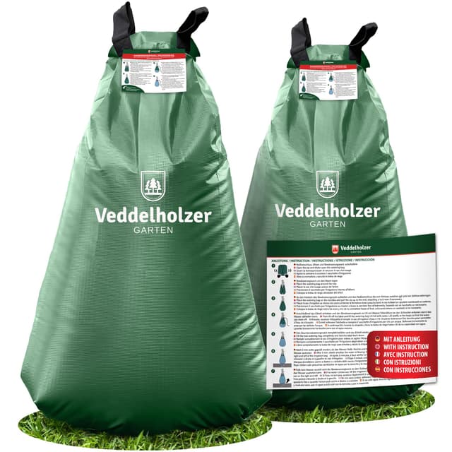 Veddelholzer 2 x 75 l Baumbewässerungssack mit Reißverschluss kombinierbar. Diebstahlschutz und Schutzetikett. Robust und Wetterbeständig für kleine und große Bäume, Jungbäume und Sträucher. 2 x 75 Liter