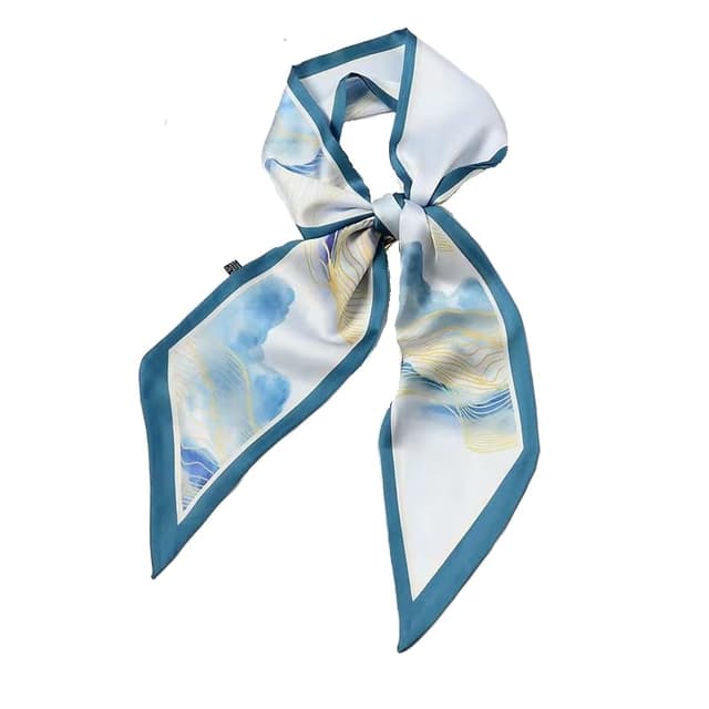 GIMIRO Satin Seidenschal 148 x 13,5 cm Krawatte Double Layer Bund für Blazer, Mantel, Kleid Blue - Cyan