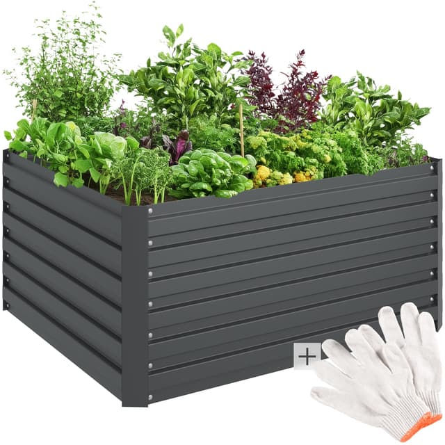 tectake® Hochbeet Metall, Hochbeete-Kit für Beet, Hochbeet Garten, wetterfest, Pflanzkasten, Kräuterbeet, Frühbeet, Gemüsebeet, Pflanzenbeet, zur Anzucht, als Blumenkasten - 650l, 120 x 100 x 56 cm 120 x 60 x 100 cm Blomma