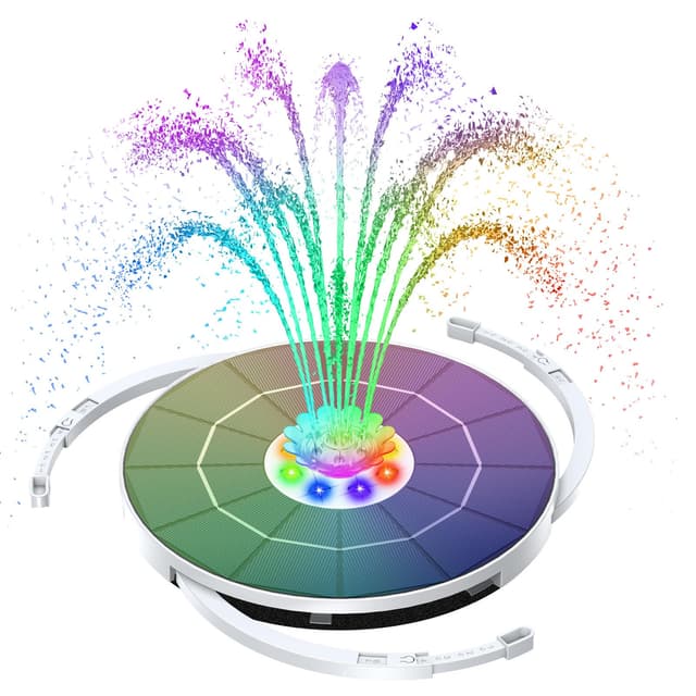 AISITIN 3,5W LED Solar Springbrunnen für Außen mit 3000mAh Akku und Nur Nachtarbeit, Solarbrunnen für Draussen mit Verschiedene Sprüh Effekten, mit Rotierende Kristallkugel, für Garten,Teich,Vogelbad