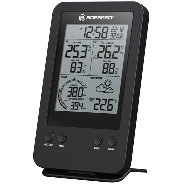 Bresser zusätzliche Basisstation für 7002531 Profi Windmesser Funk Wetterstation mit integriertem Wecker Schwarz, Basisstation
