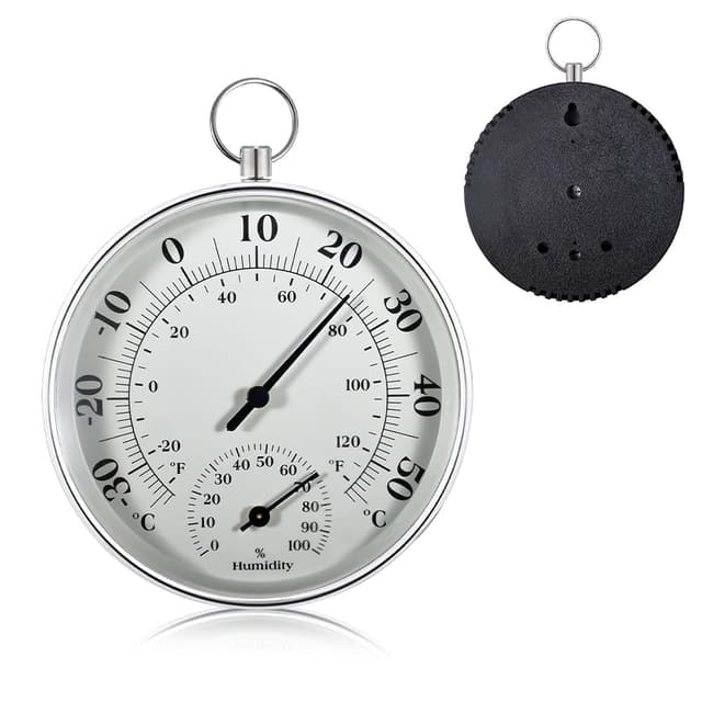 mizikuu Hygrometer Thermometer, 10cm Thermometer Innen Außen 2 in1 Präzisions Thermo-Hygrometer Luftfeuchtigkeitsmesser Innen Klima Monitor für Häuser, Gewächshäuser, Gärten