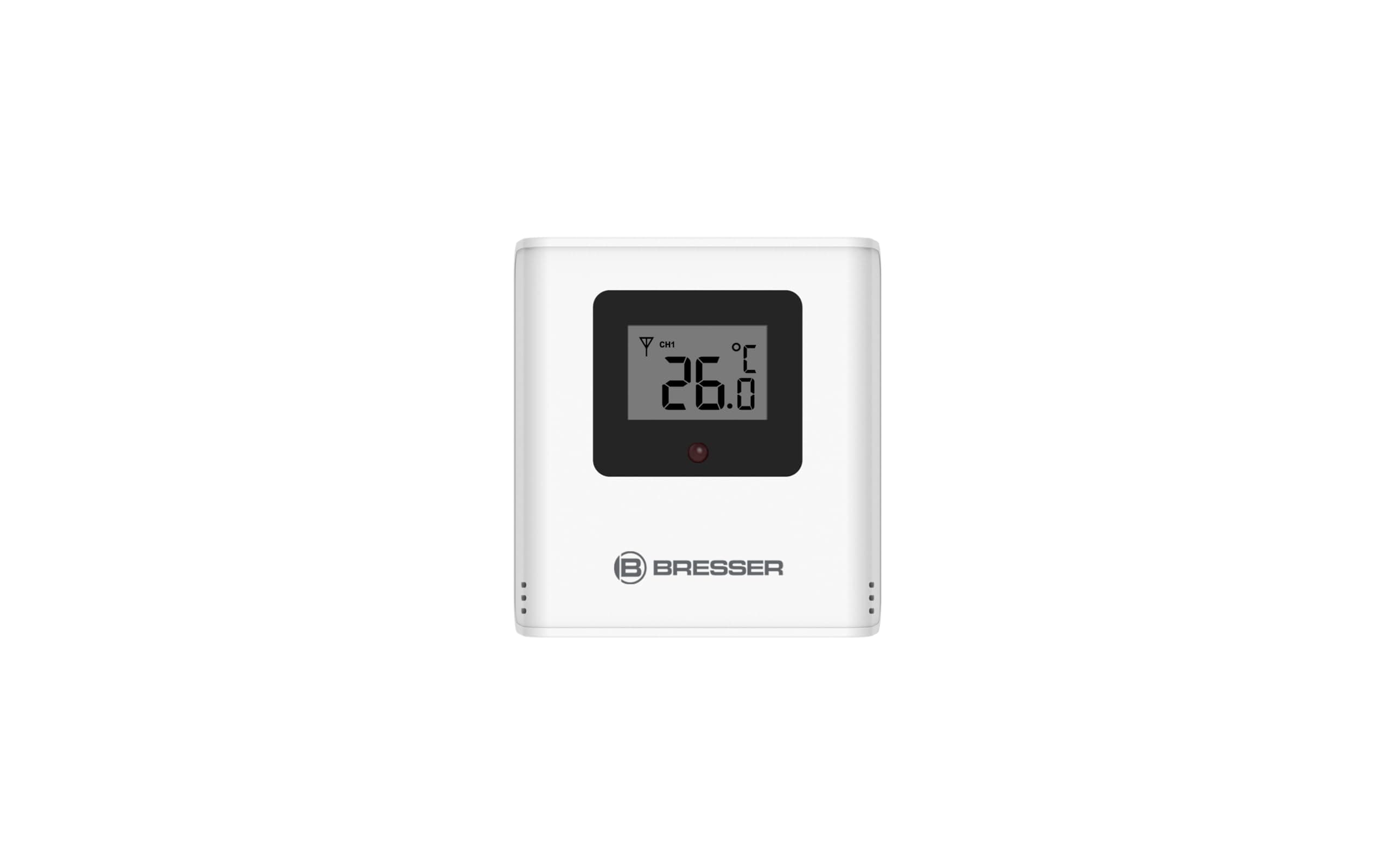 Bresser Thermo-Außensensor mit LCD-Display, kompatibel mit bestimmten Bresser Wetterstationen, bis zu 80 m Reichweite, IP44, weiß