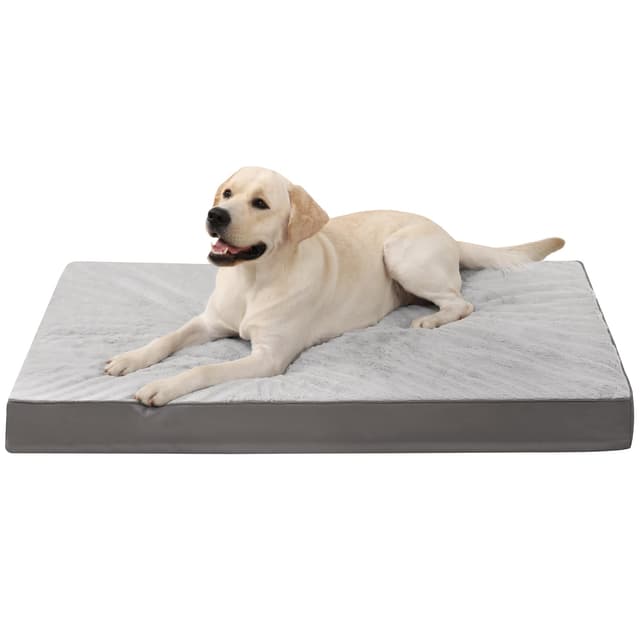 KSIIA Orthopädisches Hundebett Grosse Hunde, Hundekissen Waschbar 105x70cm, Hundebetten mit Abnehmbarer Deckel, Hundematte Doppelseitig Wendbare, Grau Grau L 105 x B 70 x H 9 cm