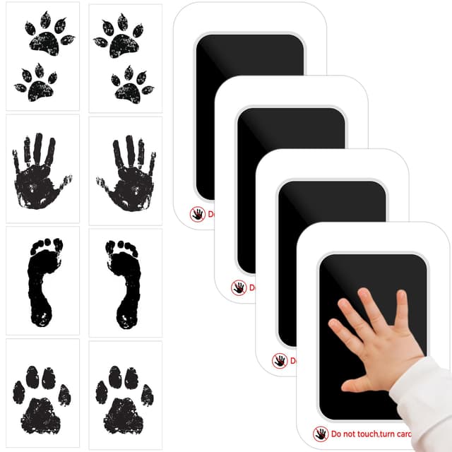 CNMTCCO Baby Abdruckset, 4 Stück Fußabdruck Baby, Berührungsloses Pfotenabdruck Set Hund, Baby Erstausstattung Neugeborene