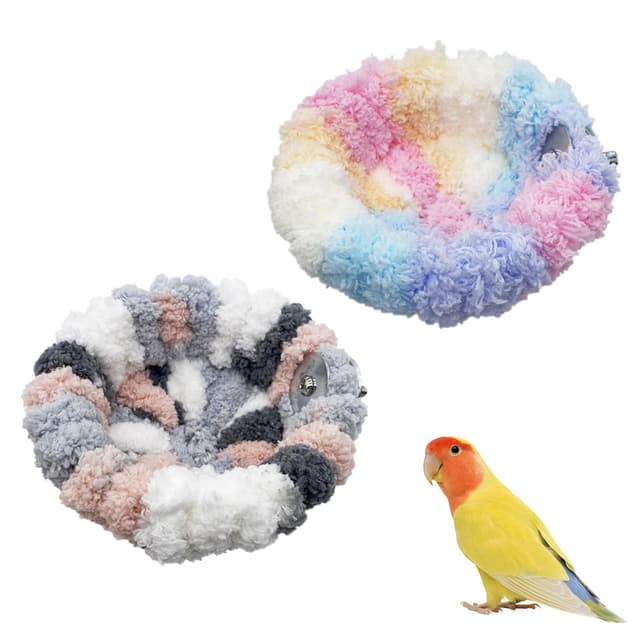 Bekecidi 2 Stück Vogelhängematte, Korallenvlies, Vogelbett, Tragbares Plüschpapageiennest, Warmes, Weiches, Gemütliches Vogelbett für Sittiche, Kanarienvögel, Wellensittiche, Kleine Haustiere