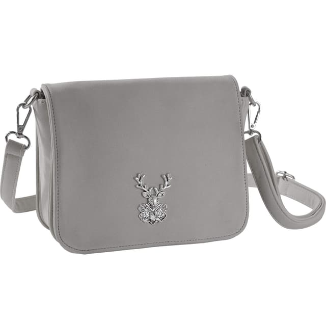 dressforfun Dirndl Tasche, Herztasche, Handtasche Damen mittelgroß, Trachten Mode, Trachtentasche in Wildlederoptik, Damen Tasche, Umhängetasche, Oktoberfest Accessoires, Damen-Schultertaschen - grau Grau | Nr. 303279