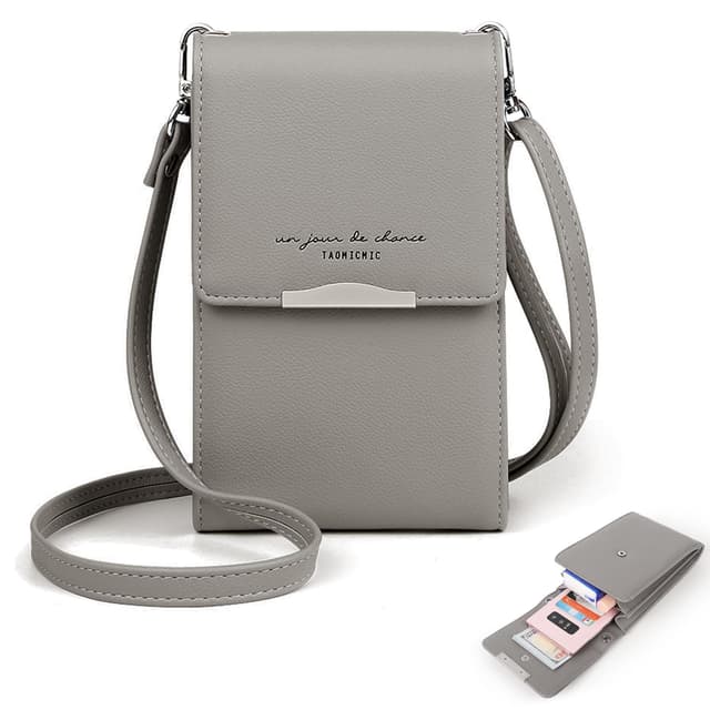 Katech Damen Kleine Umhängetasche, Multifunktionale Handytasche Citytasche Schultertasche mit Vielen Fächern und Kartenfächer, Crossbody Tasche für Damen (Grau)