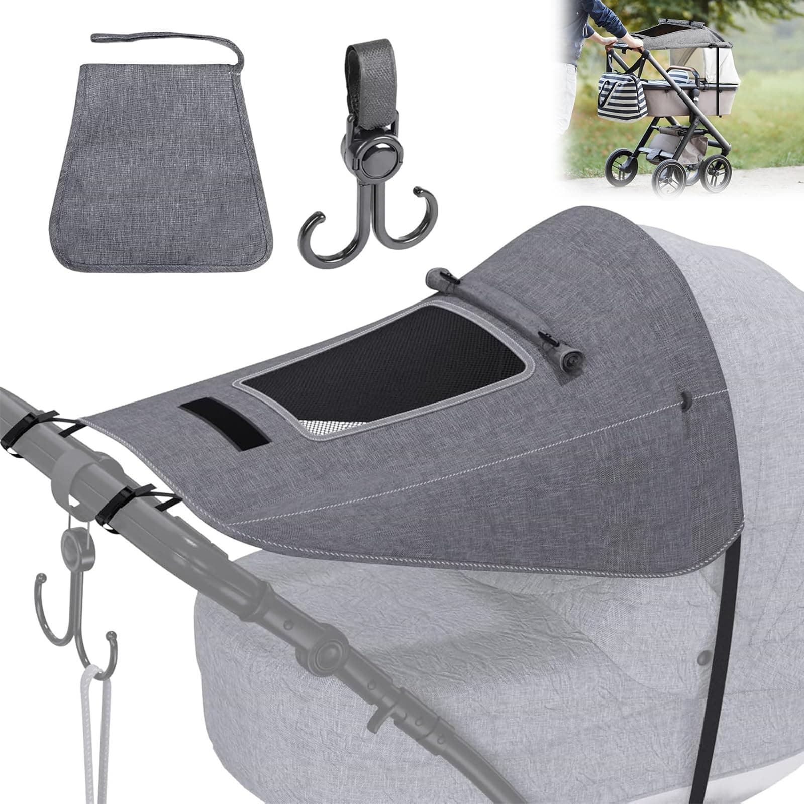 Verstellbar Sonnenschutz für Kinderwagen Buggy,Sonnenschutz Buggy Baby Wasserdicht mit Sichtfenster,Verstellbar Universal Kinderwagen Sonnensegel,Universal Kinderwagen Sonnensegel