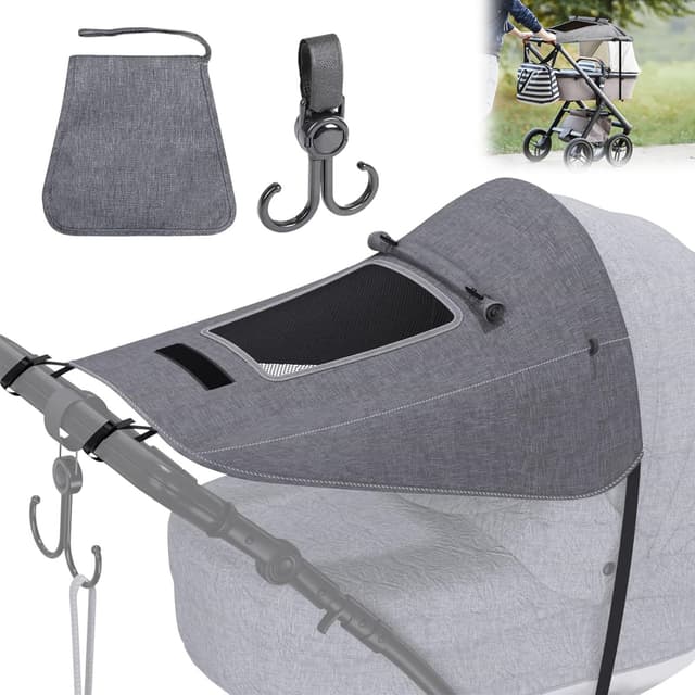 Verstellbar Sonnenschutz für Kinderwagen Buggy,Sonnenschutz Buggy Baby Wasserdicht mit Sichtfenster,Verstellbar Universal Kinderwagen Sonnensegel,Universal Kinderwagen Sonnensegel