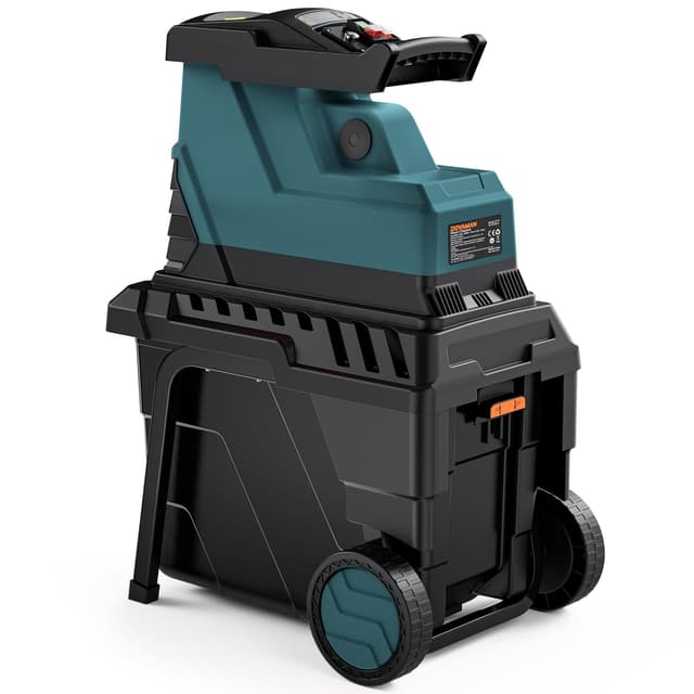 DOVAMAN GT10 Gartenhäcksler, 2800W Bürstenloser Motor mit 400Nm Drehmoment, Leise, 8-Zahn-Walzenmesser, Einstellbarer Abstand, Zerkleinert Trockene Äste bis 45mm, 55L Box, mit Überlastschutz A-dunkelblau