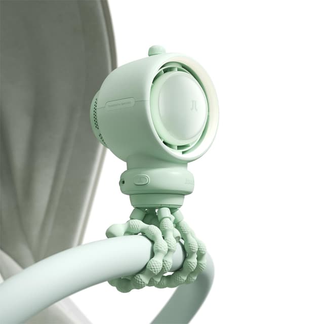 JISULIFE Kinderwagen Ventilator Tragbar, Kleiner Batteriebetriebener Ventilator mit 100 Geschwindigkeiten, Luftreinigungs- und Luftverbesserungstechnologie, Flügellos, Lebensmittelecht – Grün Grün 5000mAh