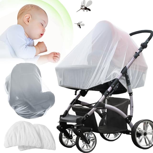 2 Stücke Moskitonetz Kinderwagen,Insektenschutz Kinderwagen Universal Outdoor,Mückennetz Kinderwagen Dank Feinem Netzgewebe,Reißfest & Waschbar,Idealer Fliegennetz Kinderwagen Kinder Schutz -Weiß White