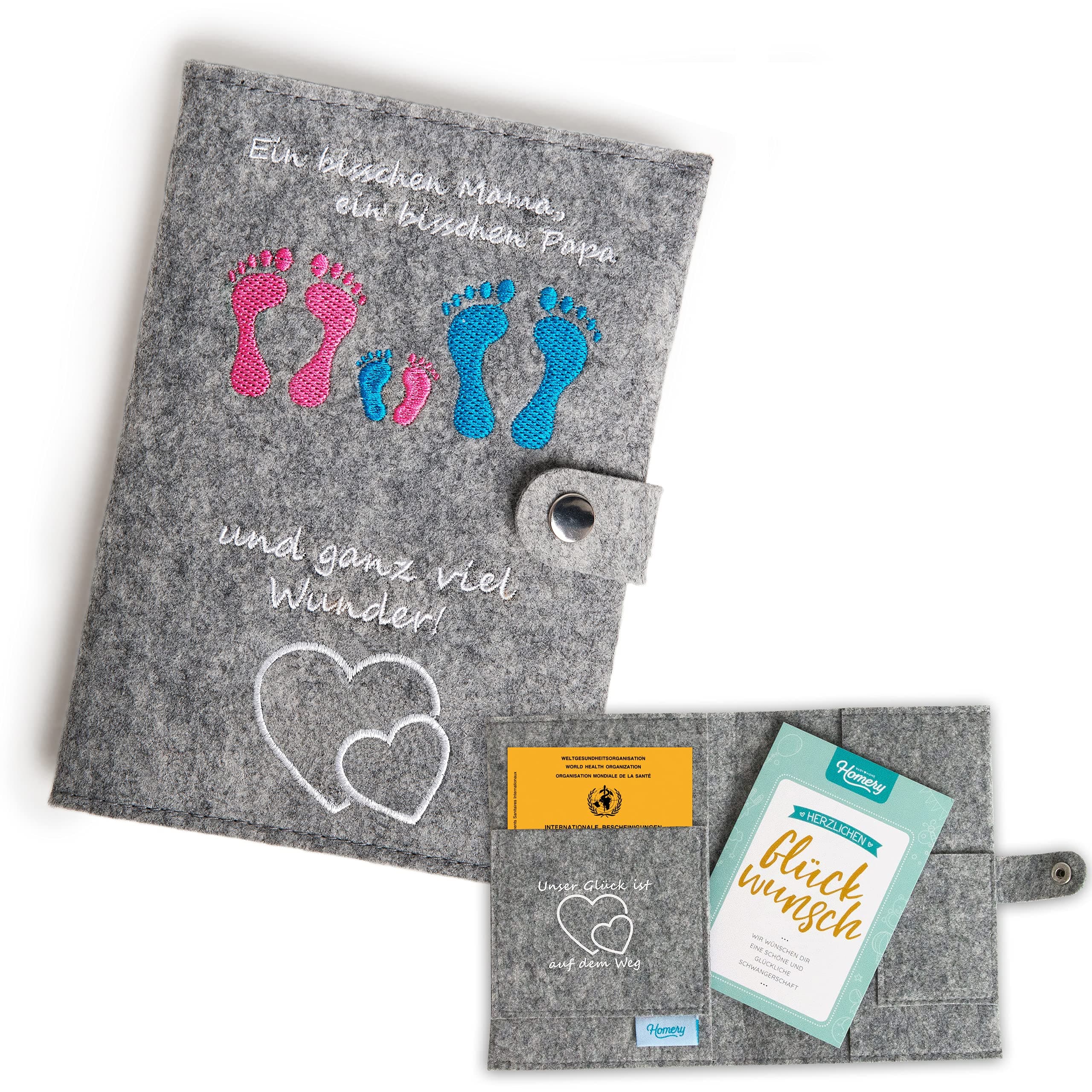 Mutterpass Schutzhülle aus Filz – U Heft Hülle & Impfpass Organizer, Mutterpasshülle für Ultraschallbilder & mehr, Perfekt für Schwangere, Hülle U Heft Baby (Deutscher Mutterpass)