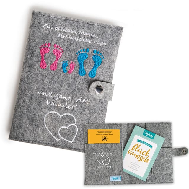 Mutterpass Schutzhülle aus Filz – U Heft Hülle & Impfpass Organizer, Mutterpasshülle für Ultraschallbilder & mehr, Perfekt für Schwangere, Hülle U Heft Baby (Deutscher Mutterpass)