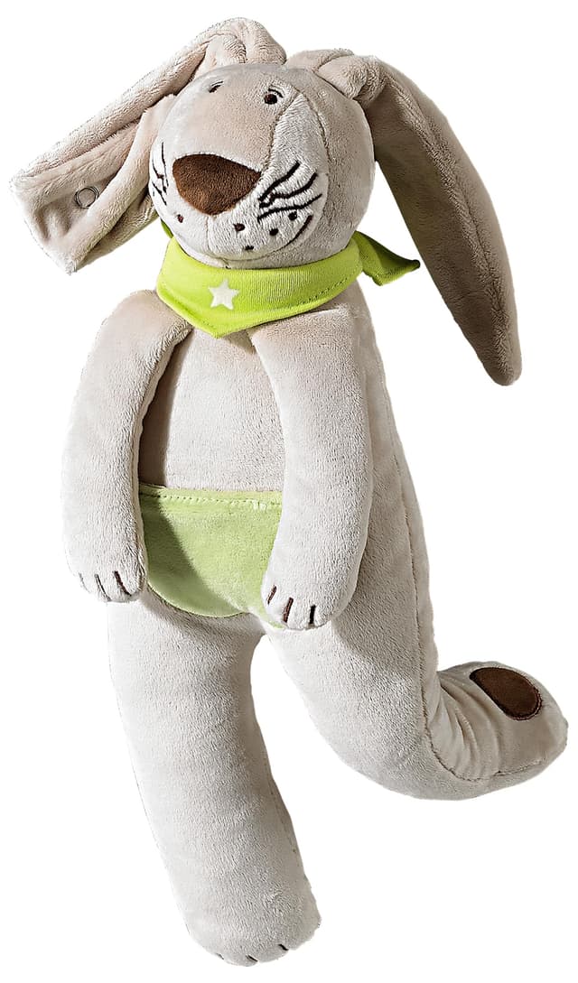 HABA Baby Schnullerhase – Ruhige Nächte Dank Schnullerhalter – 37 cm, Natur – Herrlich weich zum Kuscheln – Tolles Geschenk zur Geburt – Ab 0 Monaten – 1031269004
