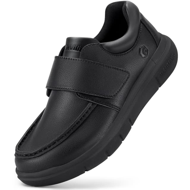 FitVille Diabetiker Schuhe Herren Extra Weit Leder Schuhe Orthopädische Schuhe mit Klettverschluss Verstellbare Hausschuhe Bequemer Lässige Business Walkingschuhe für Geschwollene Füße