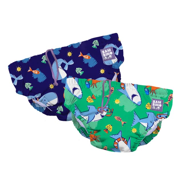 Bambino Mio Wiederverwendbare Schwimmwindel 2er-Packung, Spritz & Flosse, 6-12 Monate, Strandmode-Essentials für Babys und Kleinkinder, Jungen und Mädchen.