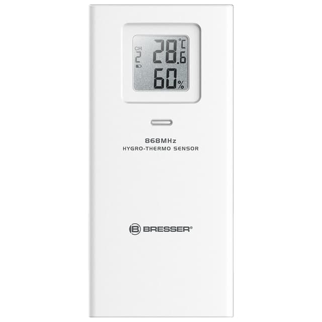 Bresser Thermometer/Hygrometer Sensor zur Temperatur- und Luftfeuchtigkeitsmessung, als Zusatzsensor für einige Bresser Wetterstationen oder als Stand-Alone-Lösung verwendbar weiß Standard