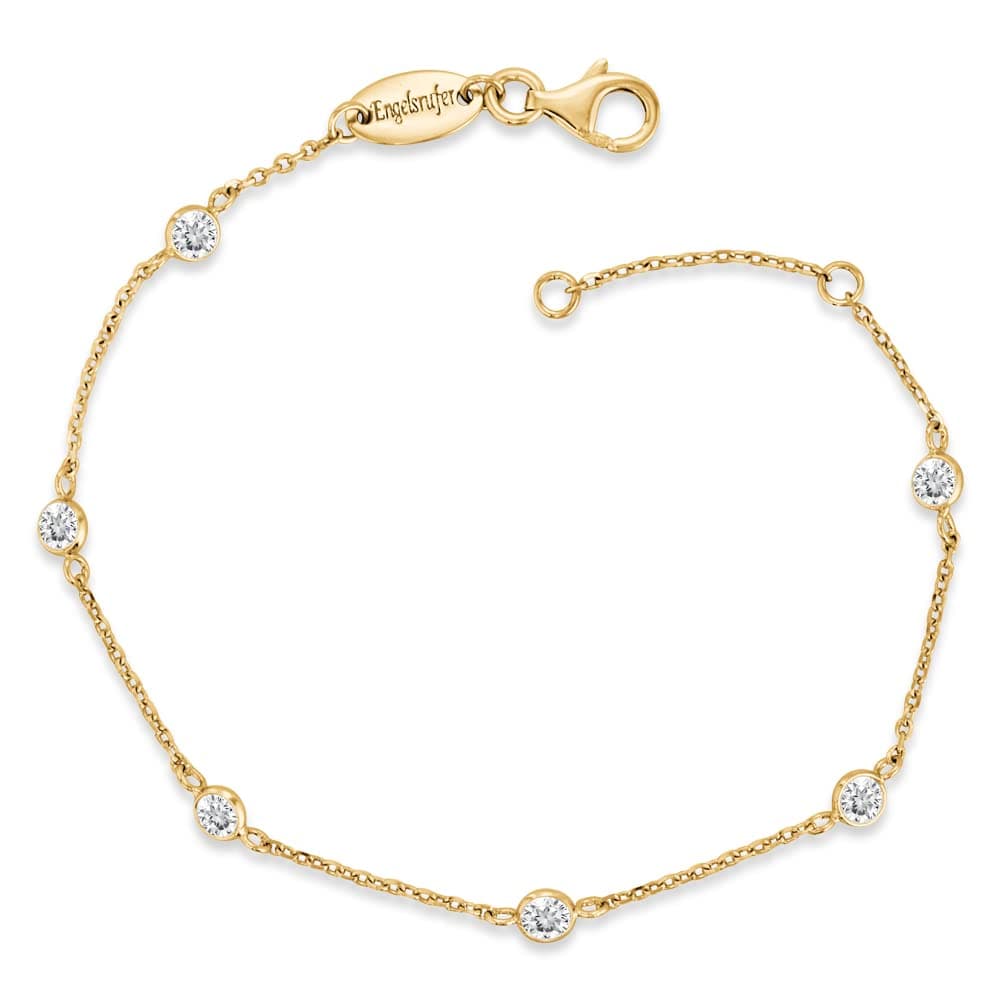 Engelsrufer Damen Armband aus Sterling Silber besetzt mit Zirkonia Steinen, Karabinerverschluss, in zwei Längen verstellbar, nickelfrei, Allergiker geeignet
