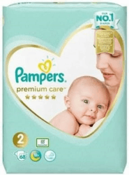 Pampers Windeln Größe 2 (4-8kg), Premium Care Windeln, 68 Stück, Bester Komfort und Schutz empfindlicher Haut von Pampers Rozmiar 2 - 68 Sztuk