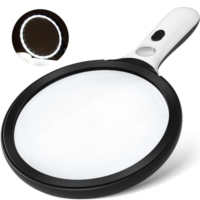 Lupe mit 24 LEDs und 1UV Licht, 20X 30X Handlupe Leselupe, Hohe Klarheit & Leichtgewicht, für Senioren, Kinder, Juwelier, Hobbies Schwarz Weiß-24led