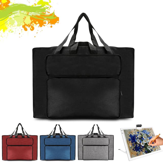 MeYuxg Zeichentasche A2, Künstlermappe Handtasche, wasserdichte Kunsttasche, Skizzenblock Zeichenblock A2 Tragetasche für Kunstbedarf Lagerung, Malkunstpaket für Studio und Outdoor-Skizzen (Schwarz)