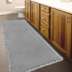 Mavicen Waffle Badezimmerteppich rutschfeste Badematte, Weich Groß Badteppich Saugfähige Badvorleger, maschinenwaschbar Badematten Boho für Badezimmer, Flure und Küche - 61x183cm, Grau Hellgrau 61 x 183 cm (Quadratisch)