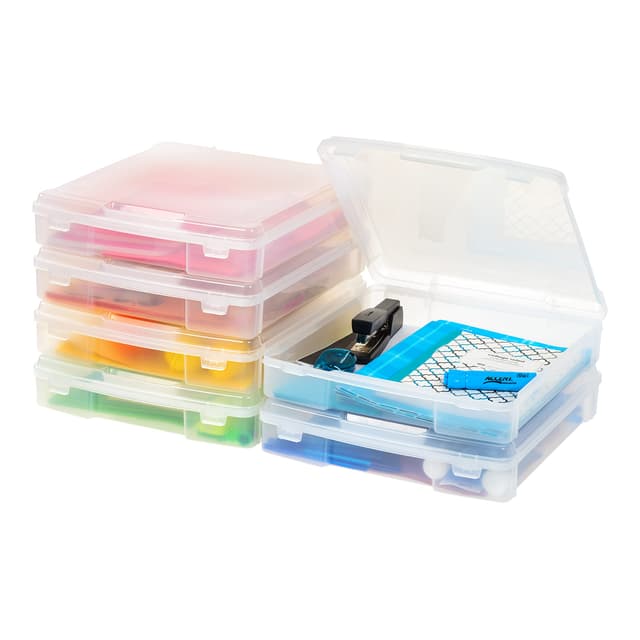 Iris Ohyama, Tragbare Aufbewahrungsbox mit Deckel flach, Schreibtisch Organizer, Transparent, 10L, 6er-Set, Dokumenten Aufbewahrung, Dokumenten Organizer, Für Dokumentenbox, BPA Frei, SBC-350 Aufbewahrung Papier x6