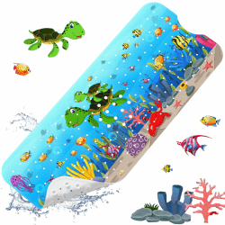 XIYUNTE Badewannenmatte rutschfest Kinder - 100% BPA frei, Extra Komfortabel Antirutschmatte Badewanne Antibakteriell, 100x40cm Baby Duschmatte mit Saugnäpfen & Maschinenwaschbar, Schildkröte A-sea Turtle