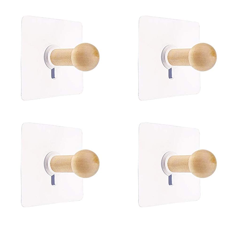 Mirrwin Holzhaken Garderobenhaken Holz Huthaken Türhaken Wandhaken Holz für Bademantel Hat Kleidung Wandhalterung Haken Aufhänger Handtuch Rack Schlafzimmer Dekoration Holz Haken Mehrzweck 4 Stück