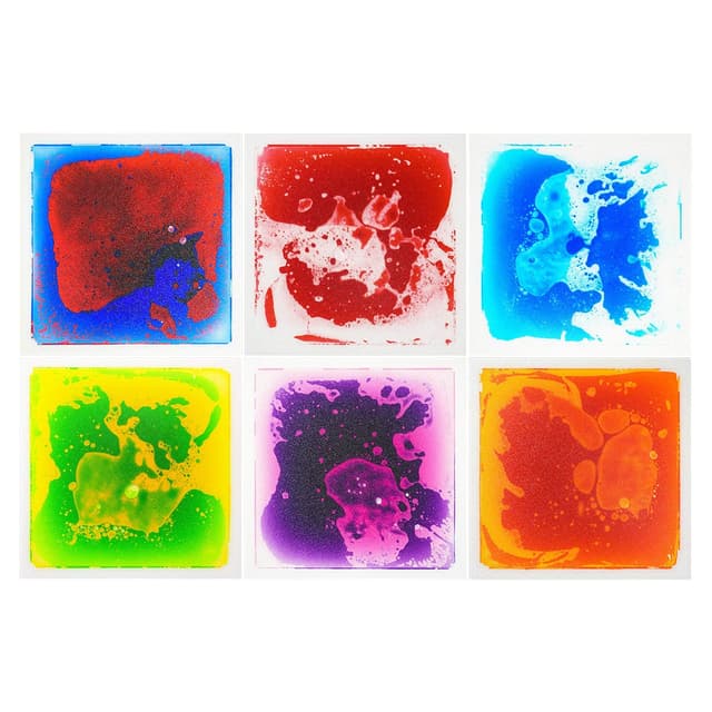Art3d Flüssige Sensorische Bodenfliesen 30 x 30 cm Spielzimmer Tanzfläche Quadratisch Bunt 6 Fliesen