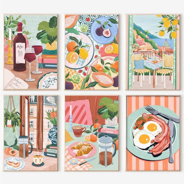 lxmydm Malen nach Zahlen 6-teiliges Set DIY Ölgemälde nach Zahlen Essen für Anfänger kommt mit Polypropylenfarbe und Pinsel Geburtstagsgeschenk (20 x 30cm) Wein