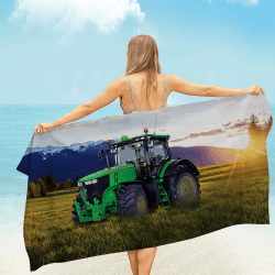 Rowjoy Traktor Strandtuch, 70 x 140cm Mikrofaser Strandtuch, Badetuch Handtuch für Kinder,Damen,Herren, Sandfrei für Strand, Pool, Schwimmen, Badezimmer (T3-70x140cm) T3- 70x140cm