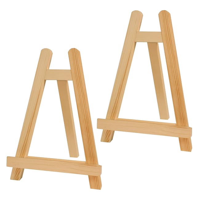Staffelei Klein aus Holz, 28x20cm Faltbare Tischstaffelei Holz Bilderständer Mini Staffeleien Dreieck Display Staffelei für Malkurse, Geburtstage, Hochzeiten (2 Stück)