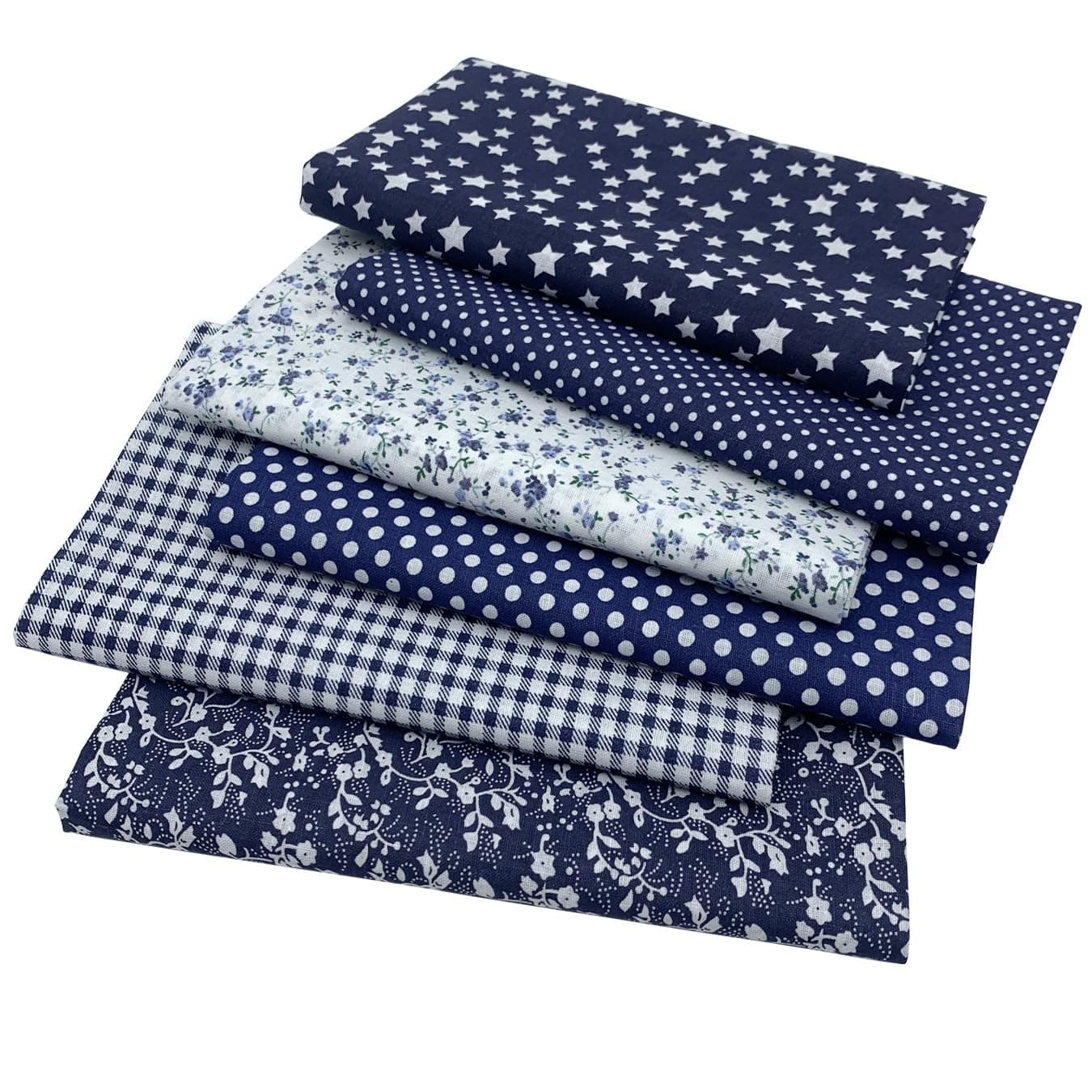 aufodara 6 Stück 50 x 80 cm Baumwollstoff Stoffpakete Groß Patchwork Stoffe Baumwolle, Baumwollstoff Meterware, Stoffe zum Nähen, Patchwork Stoffpaket zum Quilten DIY Basteln Handwerken (Dunkelblau)