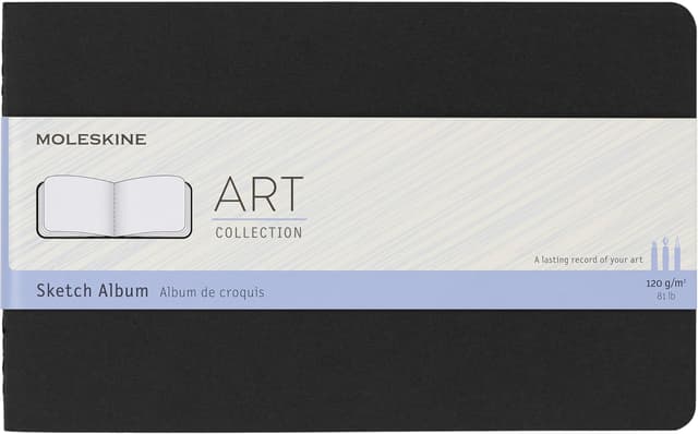 Moleskine Art Collection Skizzenalbum (Skizzenbuch, Hardcover, Papier geeignet für Stifte, Bleistifte und Holzkohle, Großformat 13 x 21 cm, 88 Seiten) schwarz schwarz Large/A5