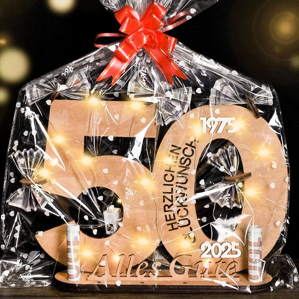50 Geburtstag Mann Frau,Geschenk 50 Geburtstag Mann,Geschenke zum 50 Geburtstag Frau,Geldgeschenke Holz-Schild Gästebuch,50 Geburtstag deko,Jubiläum Gedenken Kreatives Geld Geschenk (50)