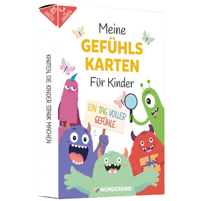 Wunderkind 40 Gefühlskarten für Kinder I Emotionskarten für Kinder I Monsterstarke Gefühle I Für EIN gutes Gefühl I Geschenke Einschulung und Kindergarten I (Inkl. Hörspiel und Bastelkarten)