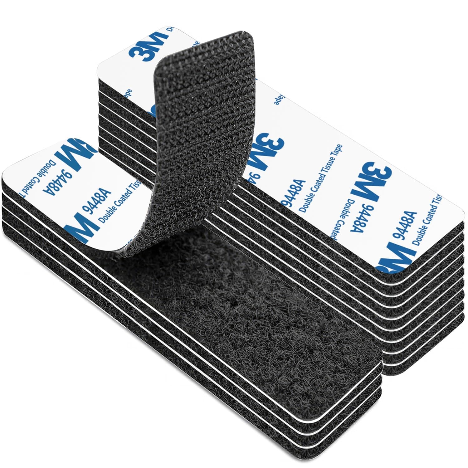 YISUMEI 12 Stück Klettband Selbstklebend Extra Stark, Klebepads Doppelseitig Wiederverwendbar,3 x 10cm Doppelseitiges Klettverschluss Selbstklebend Schwarz