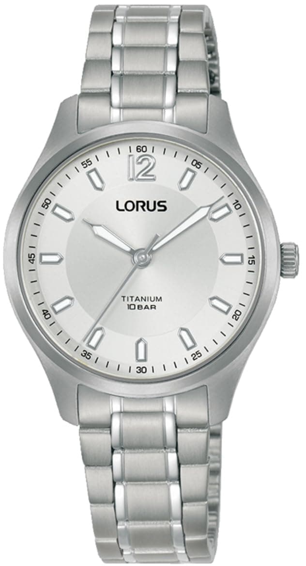 LORUS Herren Analog Quarz Uhr mit Titan Armband,Silber Silber/Weiß