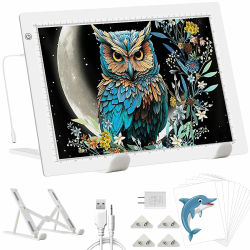 YINGWOND Leuchttisch A3 mit Ständer, Ultra-dünne Diamond Painting Leuchttisch mit Adapter Stufenlos Dimmbar Licht pad für Diamond Painting, Zeichnen A3-Weiß-Ständer