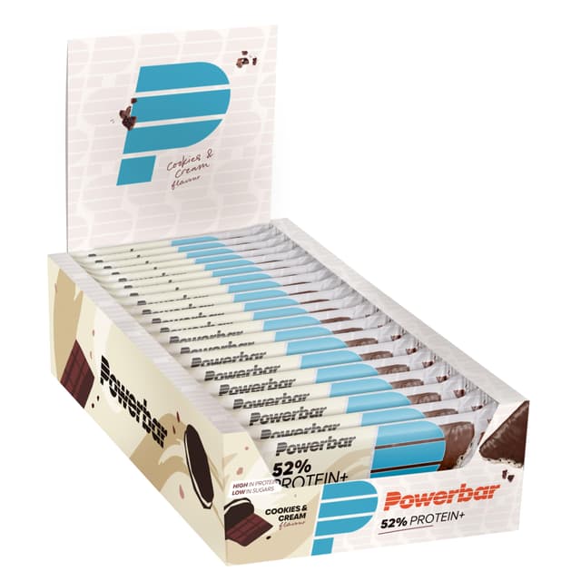 Powerbar - 52% Protein Plus - Cookies&Cream - 20x50g - High Protein Low Sugar Riegel Cookies & Cream Single