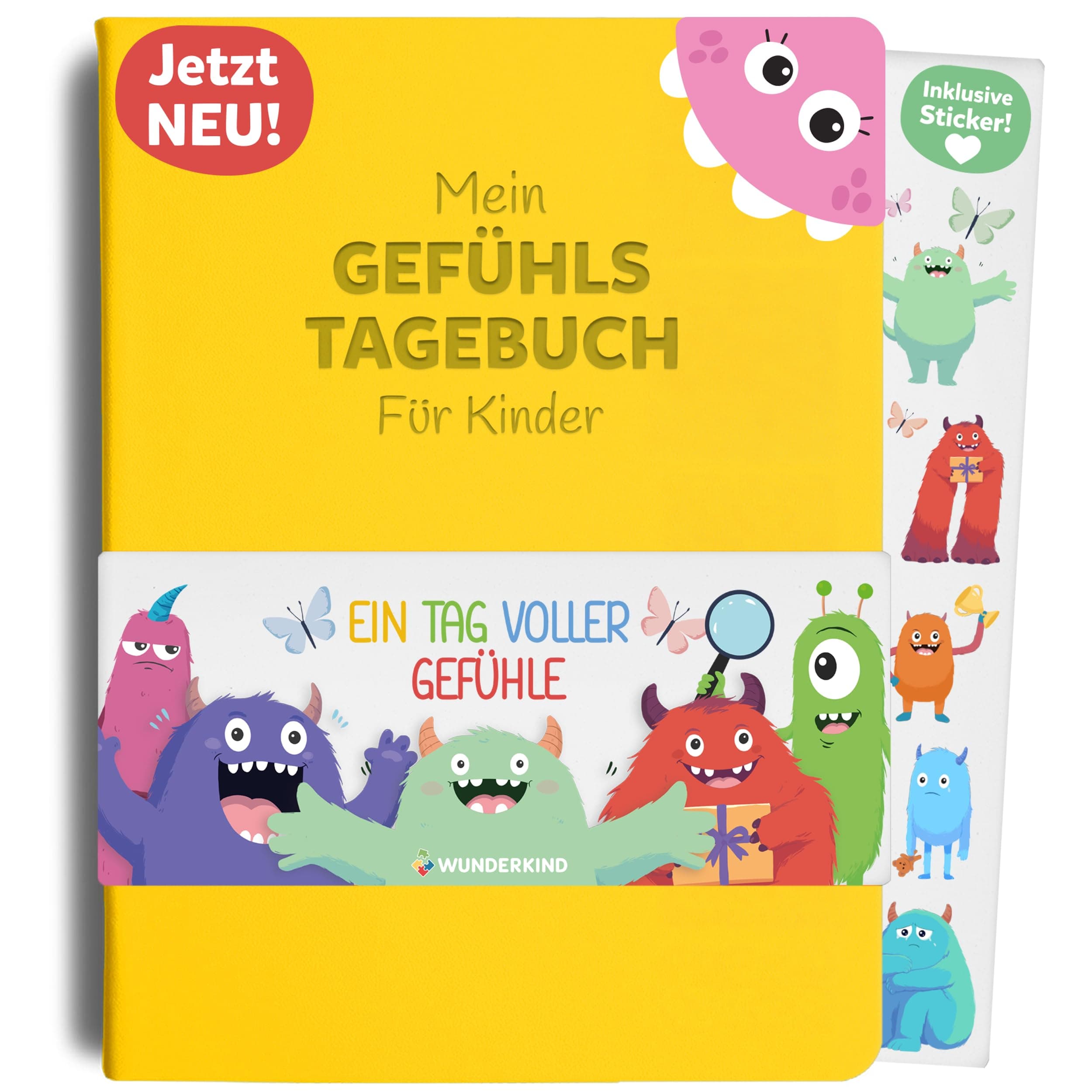Wunderkind Gefühlstagebuch Kinder 6-12 Jahre | Tagebuch Mädchen und Jungs | Gefühle Buch Kinder | Für ein gutes Gefühl | Dankbarkeitstagebuch für Kinder (inklusive 15 Spiele, Sticker & Hörbuch)