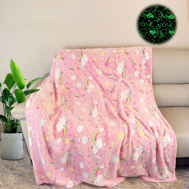 Kuscheldecke Kinder,Einhorn Decke Kuscheldecke Leuchtet im Dunkeln, Einhorn Geschenke für mädchen Super Weiche und Warme Decke, Kuschelig Warme Geschenk Decke (Einhorn-06, 130x150 cm) 130x150 cm Einhorn-06